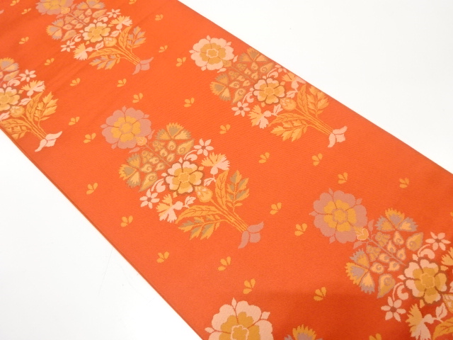 花更紗模様織り出し　袋帯